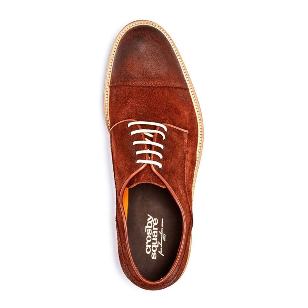 CROSBY SQUARE Mens Brown Hopkins Round Toe Block Heel Leather Oxford Shoes 44 - Picture 2 of 2